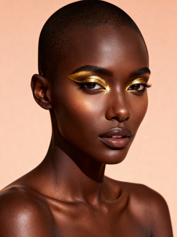 retrato-de-moda-surreal-com-maquiagem-em-tons-terrosos-mulher-confiante-com-cabelo-rapado